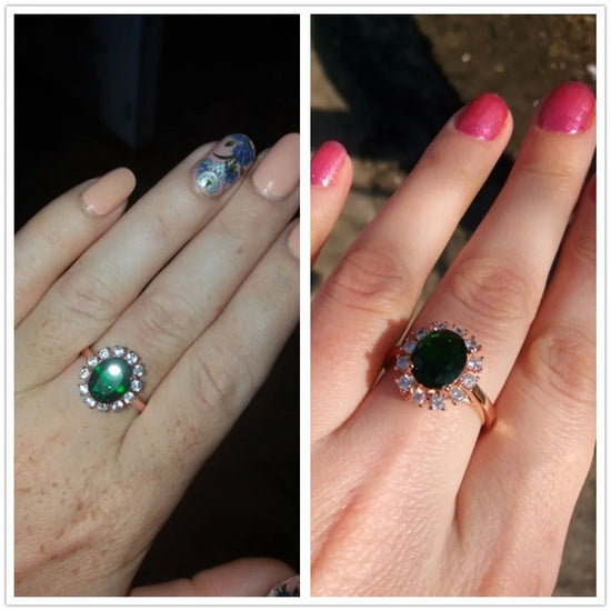 Wedding Jewelry Set For Women Rose Gold Color Created Green Austrian Crystal With 3 Pcs Ring + Necklace + Eearrings ZYS107 - DaHui