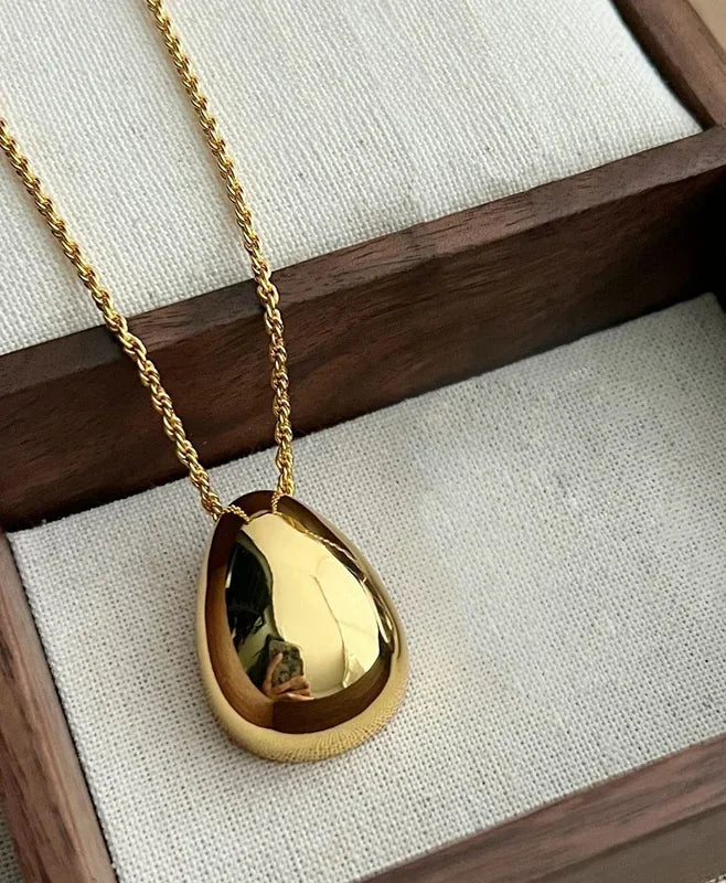 Modern Jewelry Simple Delicate Design Smooth Metal Teardrop Pendant Necklace For Women Female Party Gift Dropshipping - DaHui