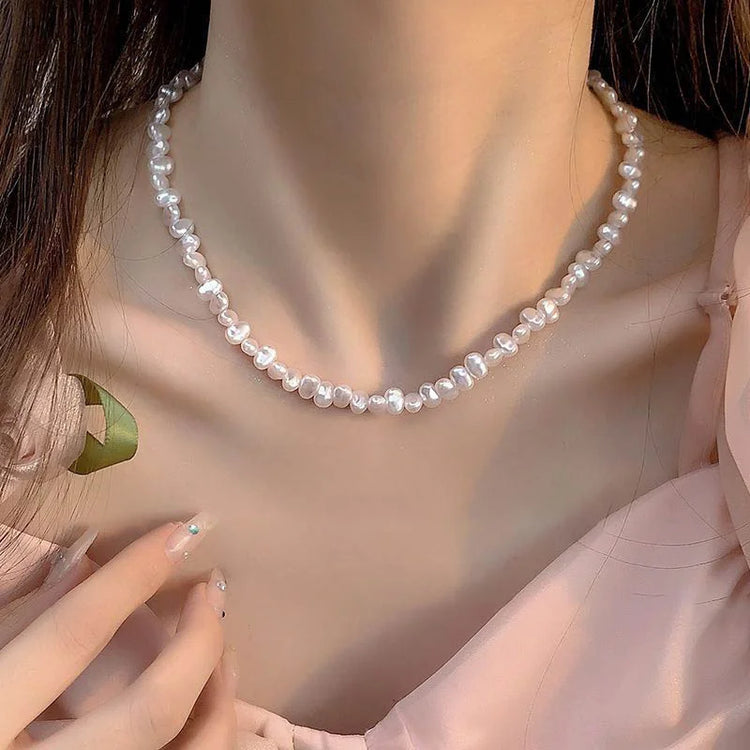 Trend Elegant Jewelry Wedding Big Pearl Pendant Chain Necklace For Women Fashion White Imitation Pearl Choker Necklace - DaHui
