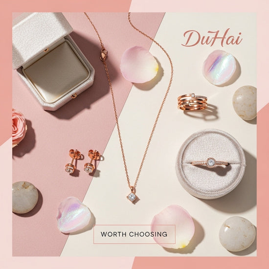 how to choose the perfect necklace for every outfit rose gold necklace and jewelry set flat lay with earrings and ring