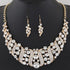 Elegant silver plated pearl necklace and earrings set crystal jewelry set for women, silver plated bridal necklace earrings for wedding