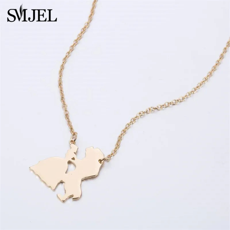 2025 New Movie Jewelry Beauty and the Beast Necklace for Women Prince Princess Pendant Necklaces Lover Accessories Gifts - DaHui