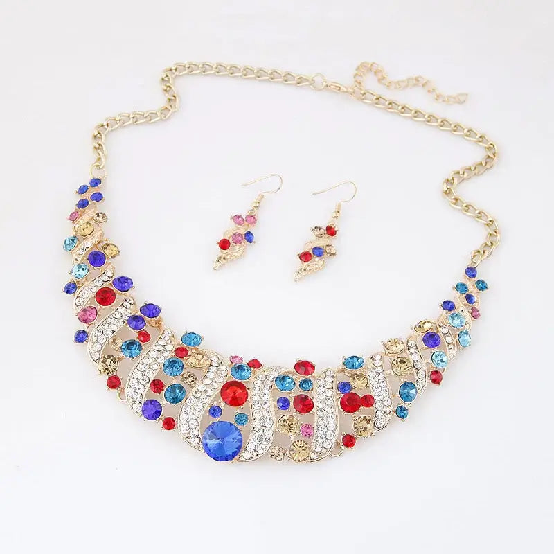 Luxury style silver plated silver plated pearl necklace and earrings set bridal jewelry set for wedding occasion