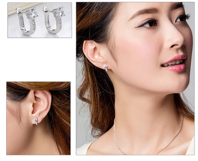 Fine Jewelry 925 Sterling Silver Earrings Inlaid With Zircon Crystal Flower Earrings Charm Jewelry For Women Gift Engagement Wed - DaHui