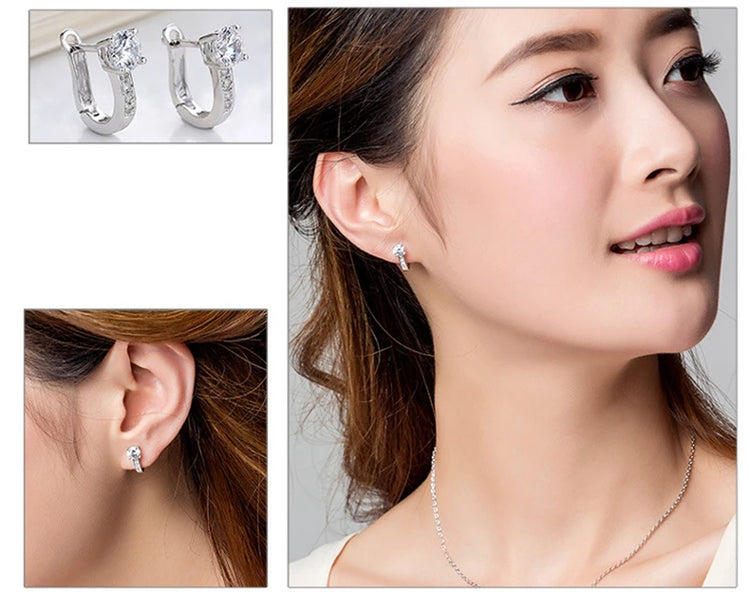 Fine Jewelry 925 Sterling Silver Earrings Inlaid With Zircon Crystal Flower Earrings Charm Jewelry For Women Gift Engagement Wed - DaHui