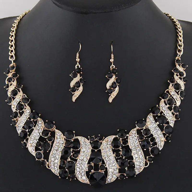 Luxury silver plated pearl necklace and earrings set, silver plated jewelry set for wedding bridal occasion