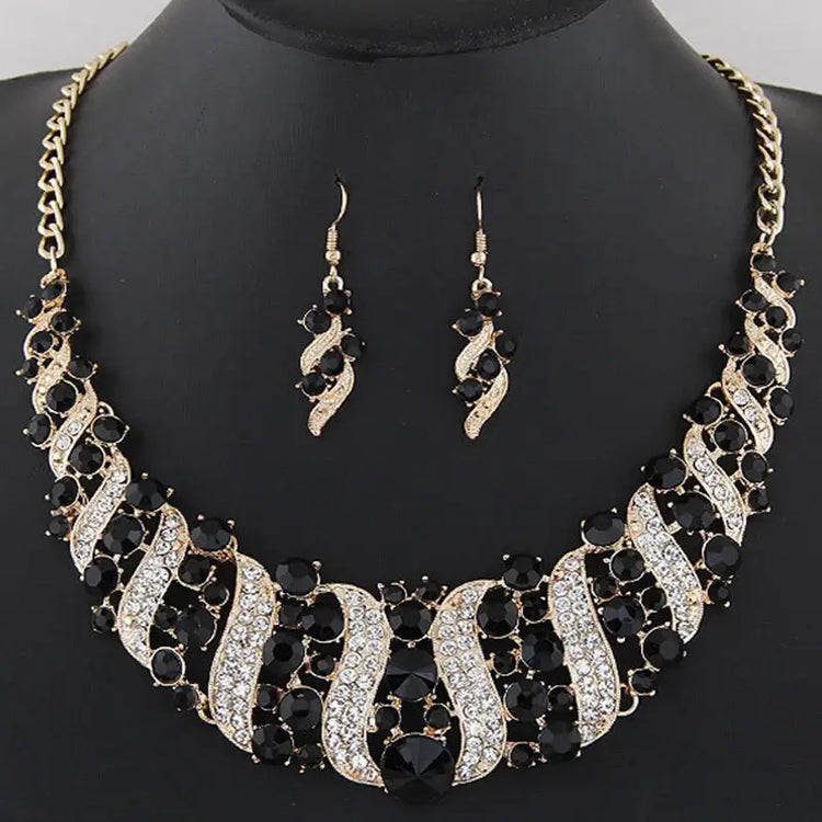Elegant silver plated pearl necklace and earrings set bridal jewelry set for wedding occasion