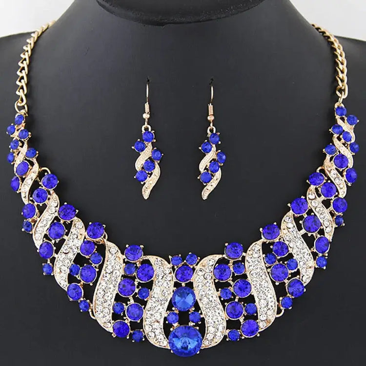 Elegant silver plated pearl necklace and earrings set bridal jewelry set for wedding