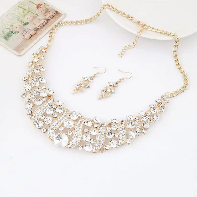 Alt Tag: Elegant silver plated pearl necklace and earrings set bridal jewelry set for wedding occasion