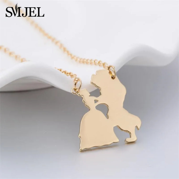 2025 New Movie Jewelry Beauty and the Beast Necklace for Women Prince Princess Pendant Necklaces Lover Accessories Gifts - DaHui