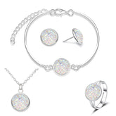Luxury Quality Quartz Rhinestone Jewelry Sets for Women Simple Round Earrings Necklaces Set Bridal 4 Piece Silver Plated Jewelry - DaHui
