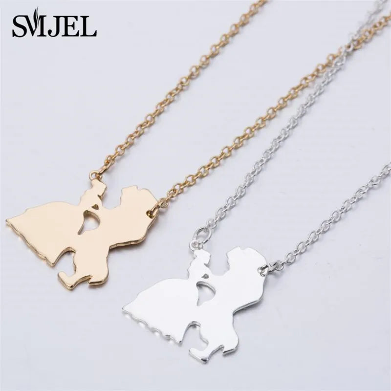 2025 New Movie Jewelry Beauty and the Beast Necklace for Women Prince Princess Pendant Necklaces Lover Accessories Gifts - DaHui