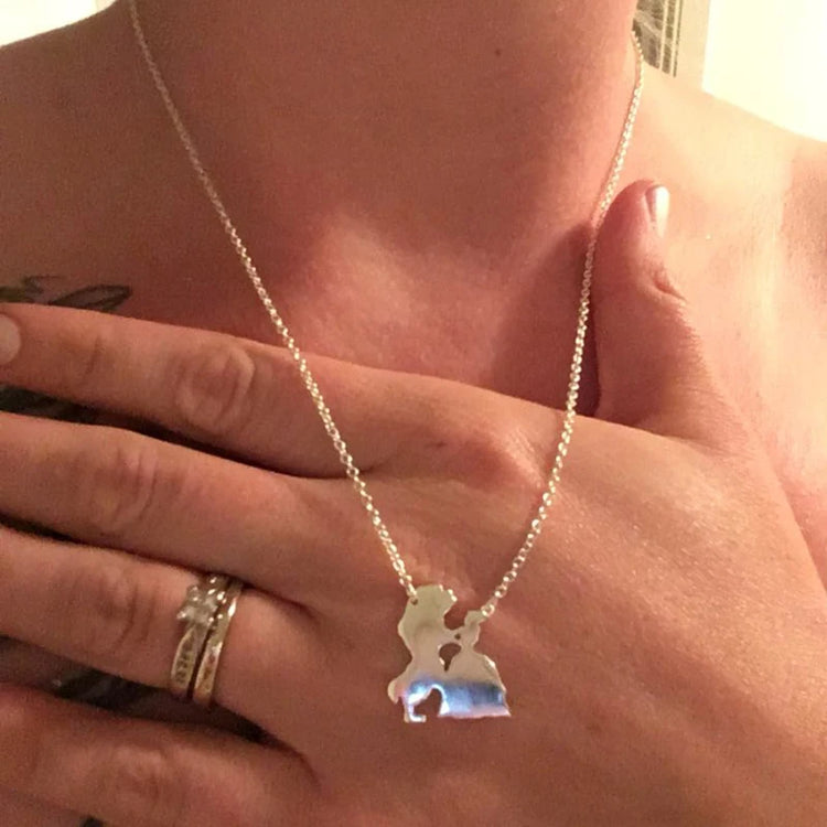 2025 New Movie Jewelry Beauty and the Beast Necklace for Women Prince Princess Pendant Necklaces Lover Accessories Gifts - DaHui