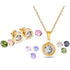 Alt Tag: wedding crystal choker necklace and earring set gold round crystal pendant necklace with matching stud earrings