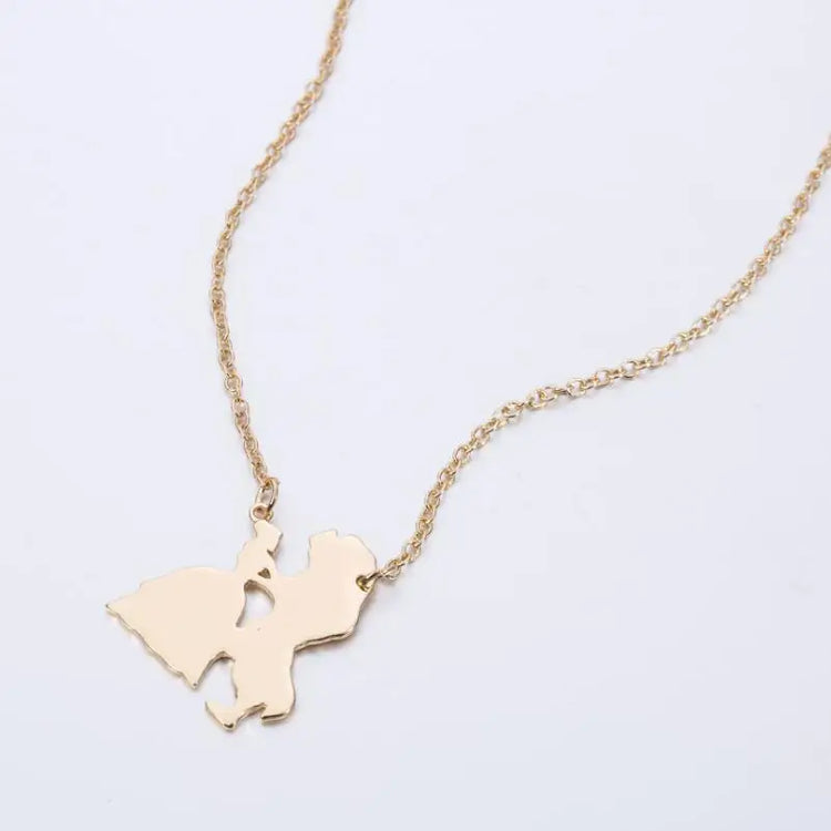 2025 New Movie Jewelry Beauty and the Beast Necklace for Women Prince Princess Pendant Necklaces Lover Accessories Gifts - DaHui