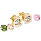 wedding crystal choker necklace and earring set gold bezel crystal stud earrings with interchangeable colored stones for bridal jewelry