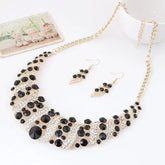 Luxury silver plated pearl necklace and earrings set, silver plated jewelry set for wedding occasion