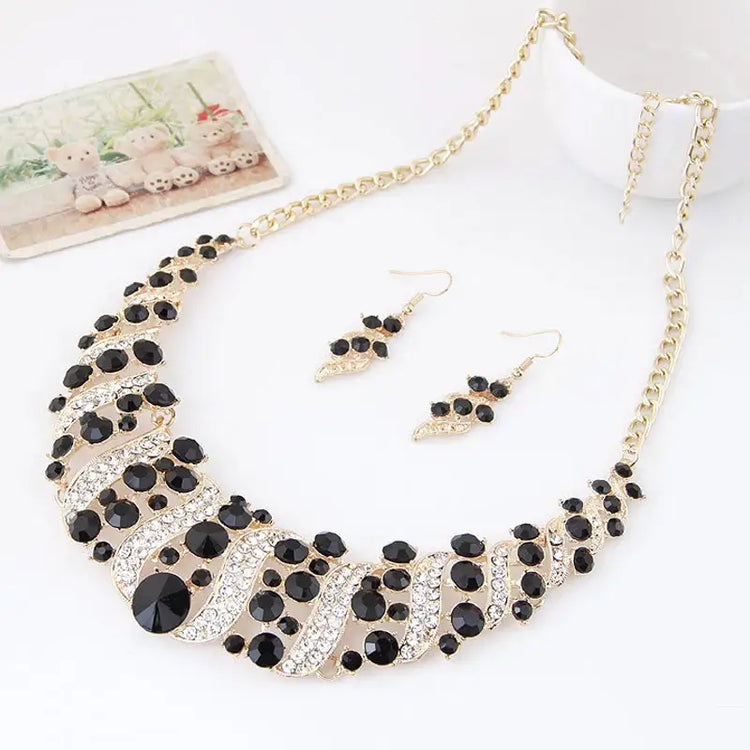Luxury silver plated pearl necklace and earrings set, silver plated jewelry set for wedding occasion