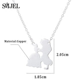 2025 New Movie Jewelry Beauty and the Beast Necklace for Women Prince Princess Pendant Necklaces Lover Accessories Gifts - DaHui