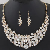 Alt Tag: Elegant silver plated pearl necklace and earrings set bridal jewelry for wedding