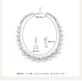pearl necklace and earrings set for women with rhinestone crystal detailing, 40cm necklace and matching drop earrings size chart