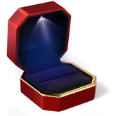 Alt Tag: Elegant velvet LED velvet ring box with light jewelry ring box for proposal engagement wedding