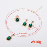 4PCS Sets Exquisite Quadrate Rhinestone Necklace Earrings Ring Jewelry Set Charm Ladies Jewelry Fashion Bridal Gifts - DaHui