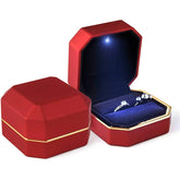 LED velvet ring box with light luxury velvet jewelry ring box proposal engagement wedding case
