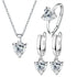 Alt Tag: heart zircon 925 silver bridal jewelry set with heart-cut zircon necklace, ring and drop earrings in sterling silver