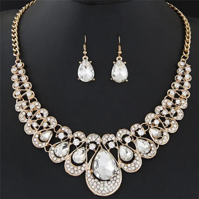 Luxury Wedding Bridal Jewelry for Brides Women Necklace Gold Silver Color Rhinestone Crystal Choker Necklaces  Jewelry - DaHui