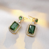 4PCS Sets Exquisite Quadrate Rhinestone Necklace Earrings Ring Jewelry Set Charm Ladies Jewelry Fashion Bridal Gifts - DaHui