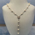 Alt Tag: pearl jewelry set wholesale for weddings pearl drop Y necklace with beaded chain and pendant on display bust