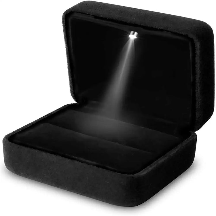 Alt Tag: LED velvet ring box with light luxury velvet ring box for proposal engagement wedding