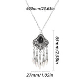 silver plated turquoise indian jewelry set pendant necklace with tassel drops, 600mm chain, 65mm pendant, 27mm width