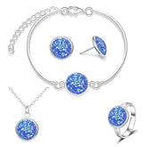 Luxury Quality Quartz Rhinestone Jewelry Sets for Women Simple Round Earrings Necklaces Set Bridal 4 Piece Silver Plated Jewelry - DaHui