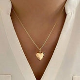 gold plated heart dangle earrings necklace set glossy gold heart pendant necklace simple dainty daily wear jewelry for women