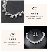 Alt Tag: pearl necklace and earrings set for women displayed on black bust with matching pearl drop earrings, elegant fashion jewelry set