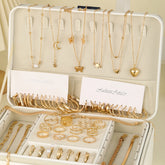 Elegant Vintage Chic Jewelry Set Including Pendant Necklaces,Twisted C-Hoop Earrings,Gold Color Rings,Bracelet ,Daily Outfits - DaHui