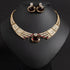 Alt Tag: bridal necklace and earrings set with crystal collar necklace and matching stud earrings, gold-tone, lead & nickel free