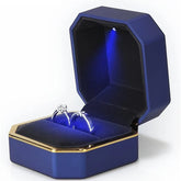 Alt Tag: Luxury velvet LED velvet ring box with light jewelry ring box for proposal engagement wedding