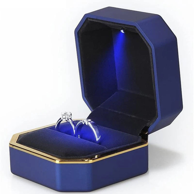 Alt Tag: Luxury velvet LED velvet ring box with light jewelry ring box for proposal engagement wedding