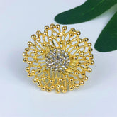 Alt Tag: 18K gold plated jewelry set for women floral filigree ring with crystal center, elegant fashion jewelry for women