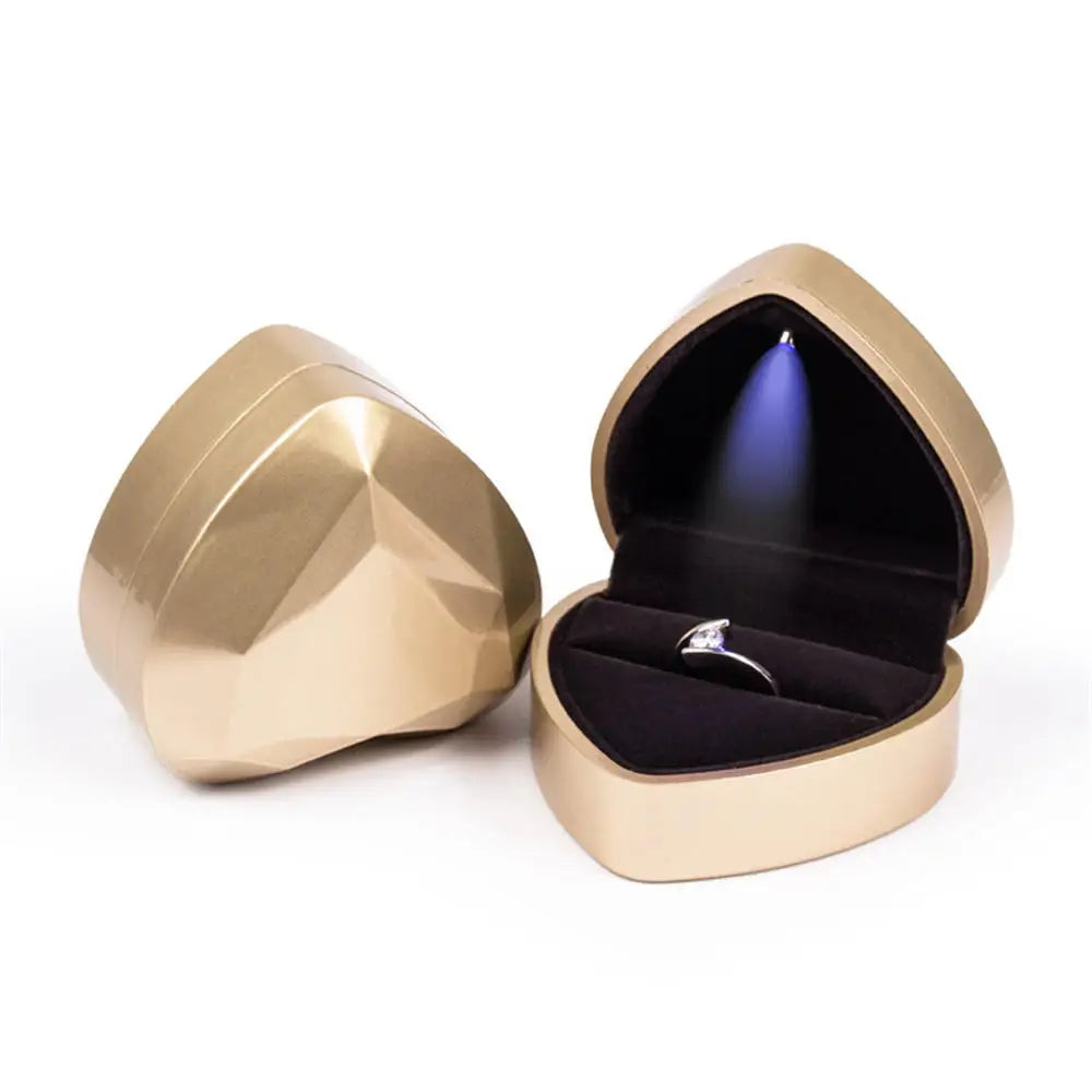 LED velvet ring box with light luxury velvet ring box for proposal engagement wedding