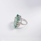 Alt Tag: 925 sterling silver jewelry set for women green gemstone ring with sparkling cubic zirconia accents