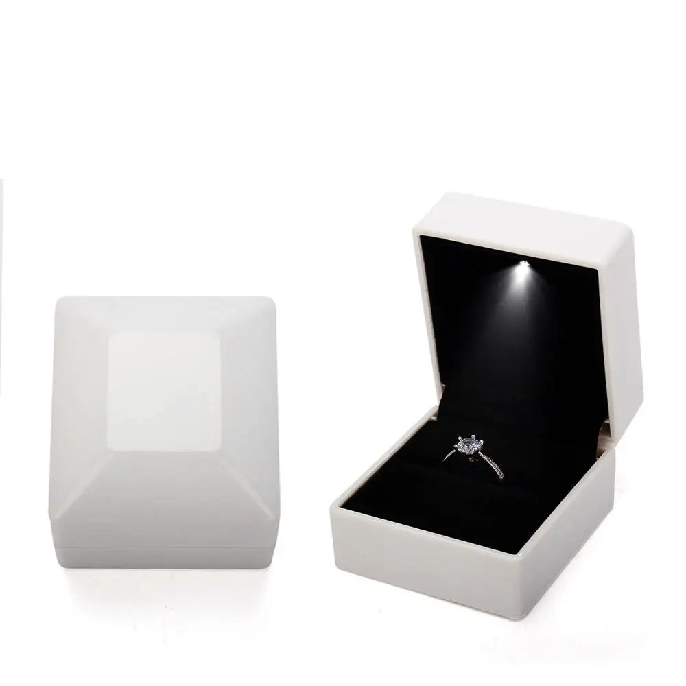 LED velvet ring box with light, luxury velvet ring box for engagement proposal wedding gift display