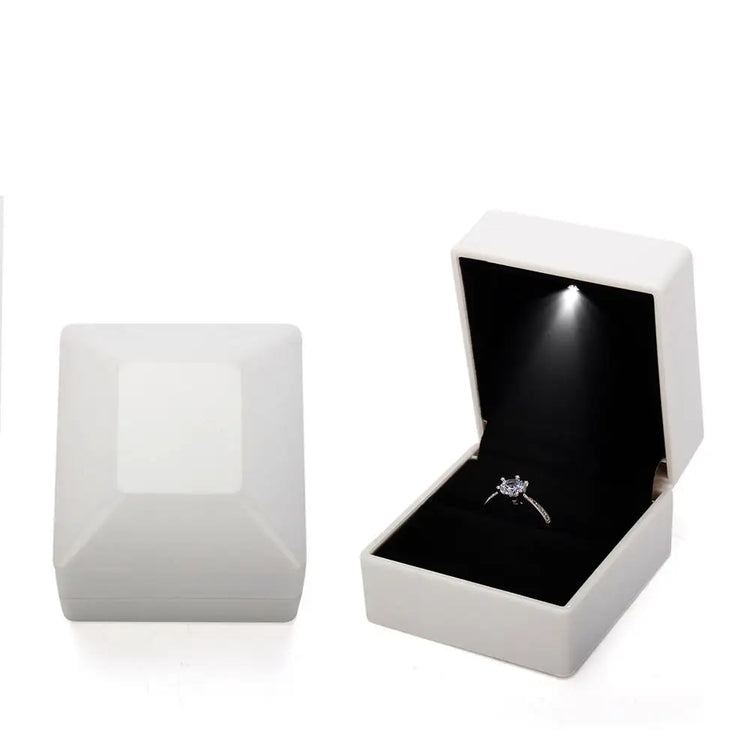 LED velvet ring box with light, luxury velvet ring box for engagement proposal wedding gift display