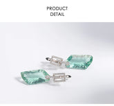 Alt Tag: 925 sterling silver jewelry set for women crystal drop earrings with green gemstone and pavé zircon details