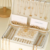 Elegant Vintage Chic Jewelry Set Including Pendant Necklaces,Twisted C-Hoop Earrings,Gold Color Rings,Bracelet ,Daily Outfits - DaHui