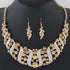 Alt Tag: crystal bridal necklace and earrings set with gold-tone rhinestone choker necklace and matching drop earrings for wedding