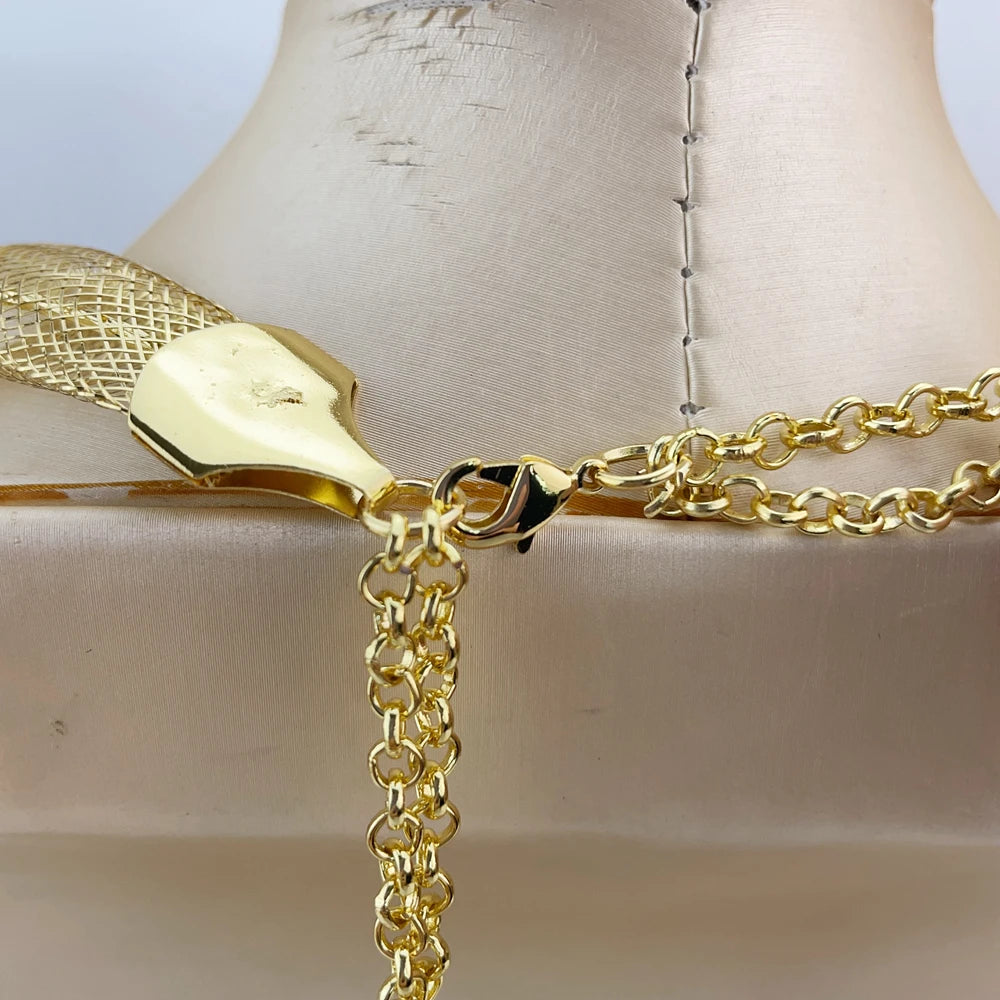 brazilian bridal jewelry set for women classic gold-tone alloy necklace chain for wedding